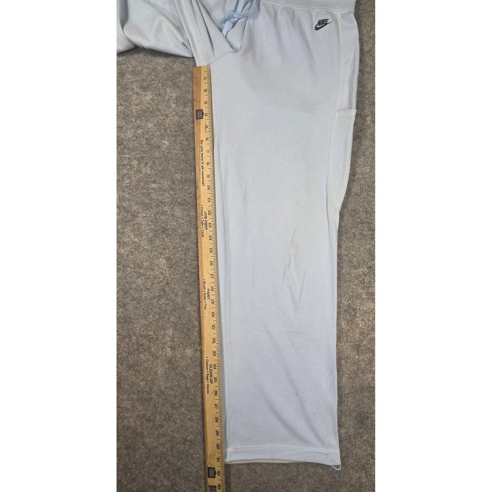 Nike Womens Light Blue Straight Leg Sweatpants Drawstring Size L Large